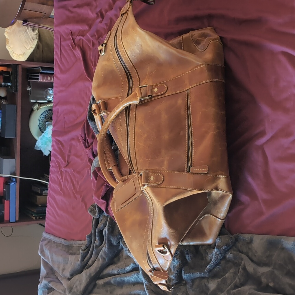 VIOSI VINTAGE LEATHER EXPANDABLE DUFFEL BAG WEEKENDER LUGGAGE TRAVEL BAG